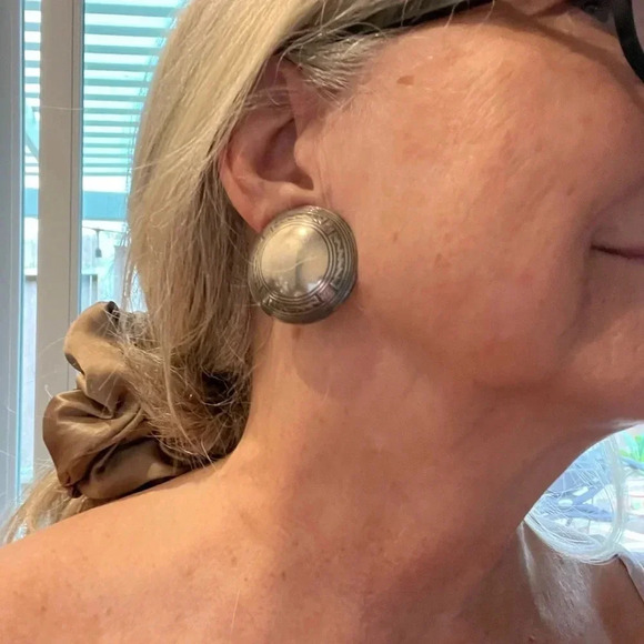 Vintage Sterling Clip On Earrings Stunning Retro Style - Picture 7 of 13